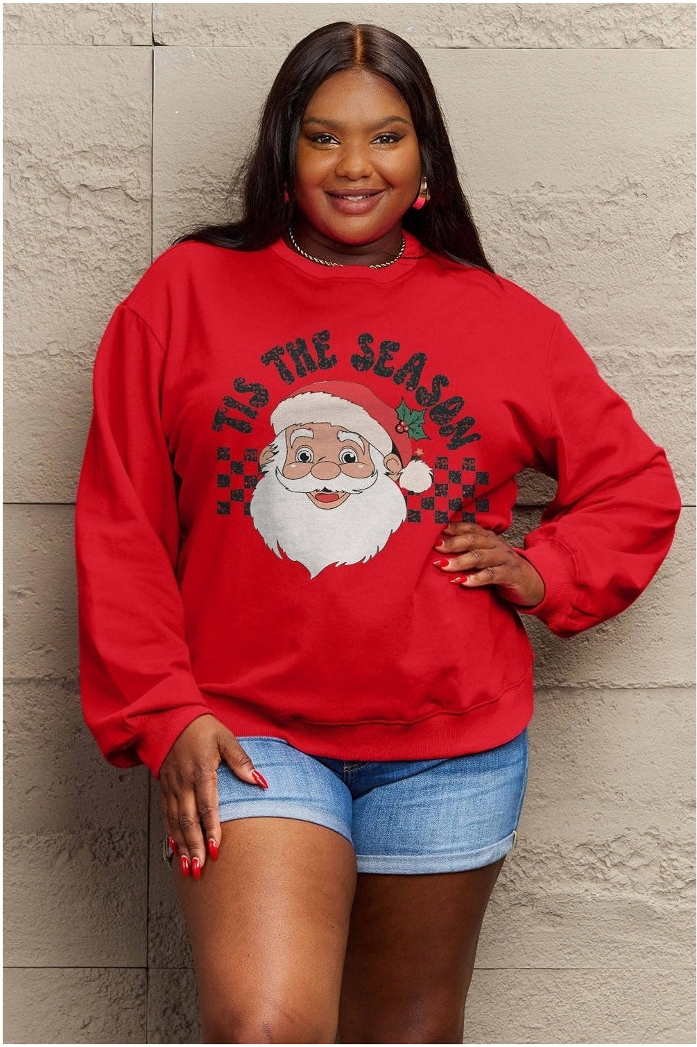 Simply Love Full Size Santa Graphic Long Sleeve Sweatshirt nicholesgifts
