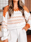 Zigzag Geometric Pattern Round Neck Sweater nicholesgifts