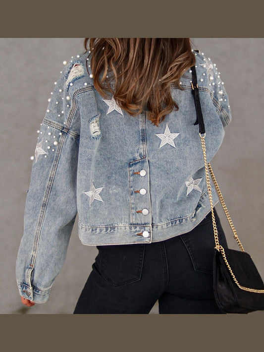 Bead Detail Denim Jacket nicholesgifts