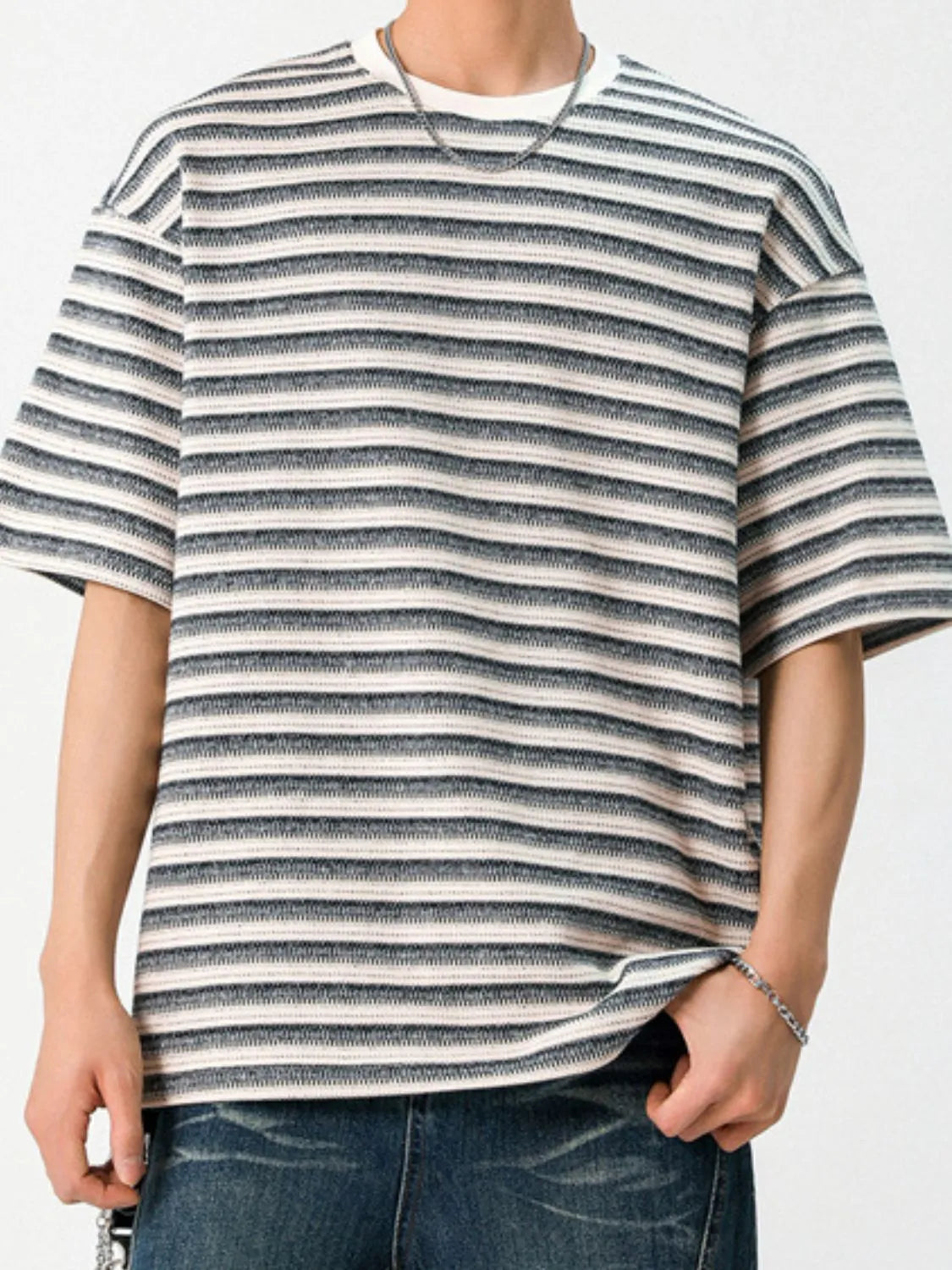 Men's Striped Round Neck Half Sleeve T-Shirt NicholesGifts