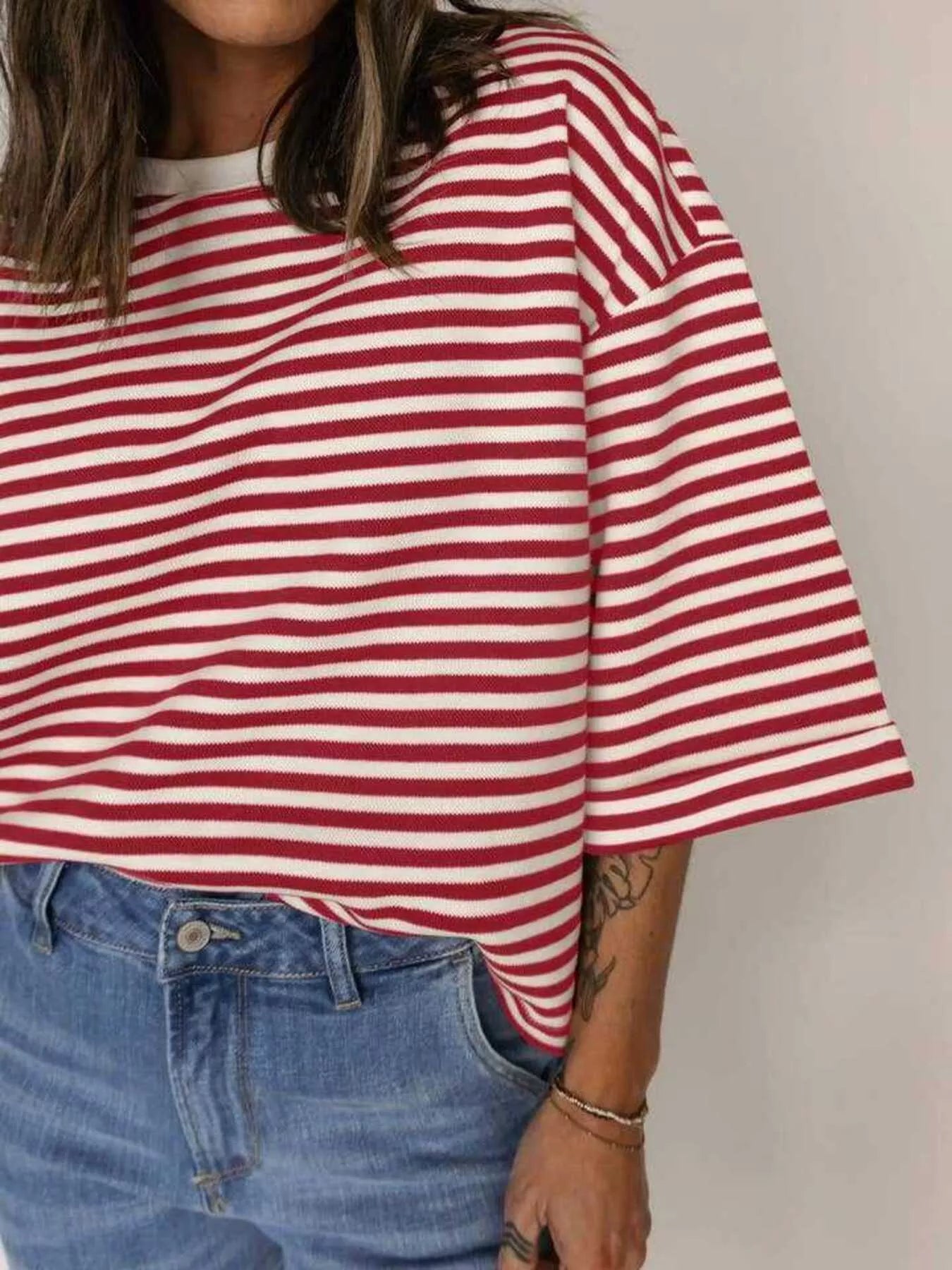 Striped Back Bow Tie T-Shirt nicholesgifts