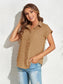 Women Swiss Dot Button Up Cap Sleeve Shirt nicholesgifts