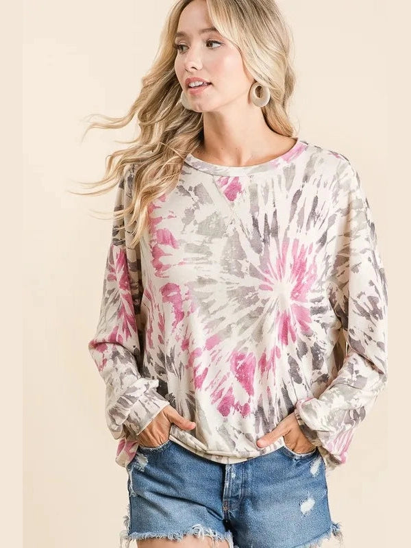 BiBi Tie Dye Print Terry Pull Over nicholesgifts