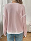 Ribbed Contrast Trim Long Sleeve Top nicholesgifts