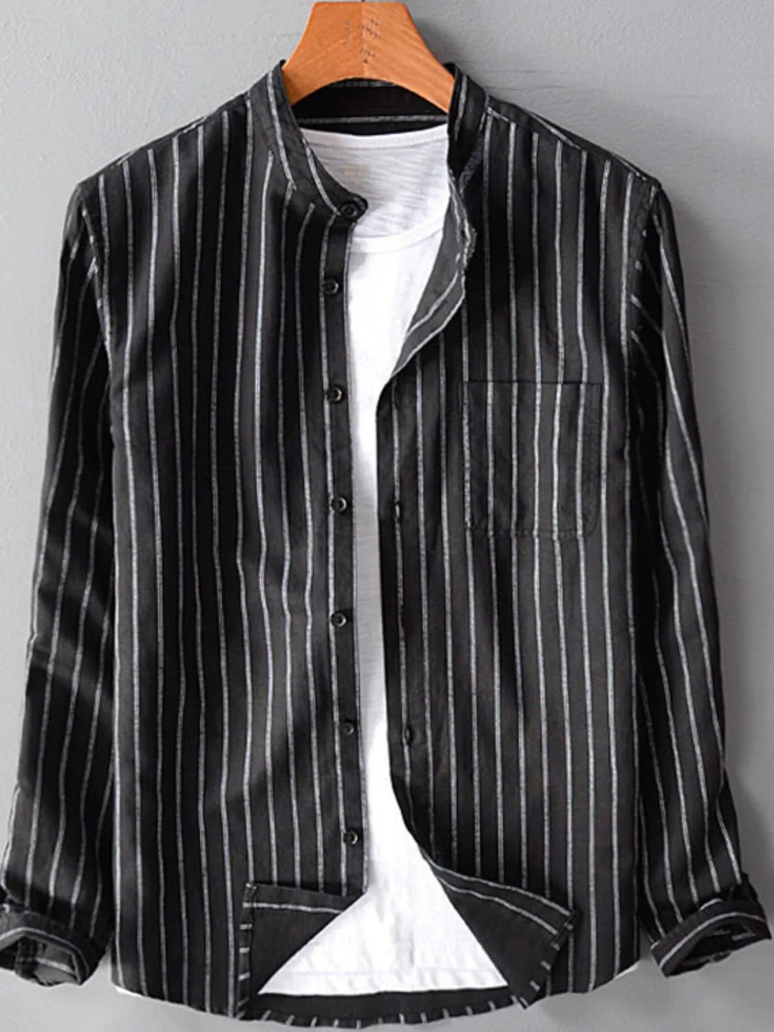Men's Full Size Striped Button Up Long Sleeve Shirt Plus Size NicholesGifts