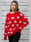 Women Heart Round Neck Long Sleeve Valentine's Day Sweater nicholesgifts