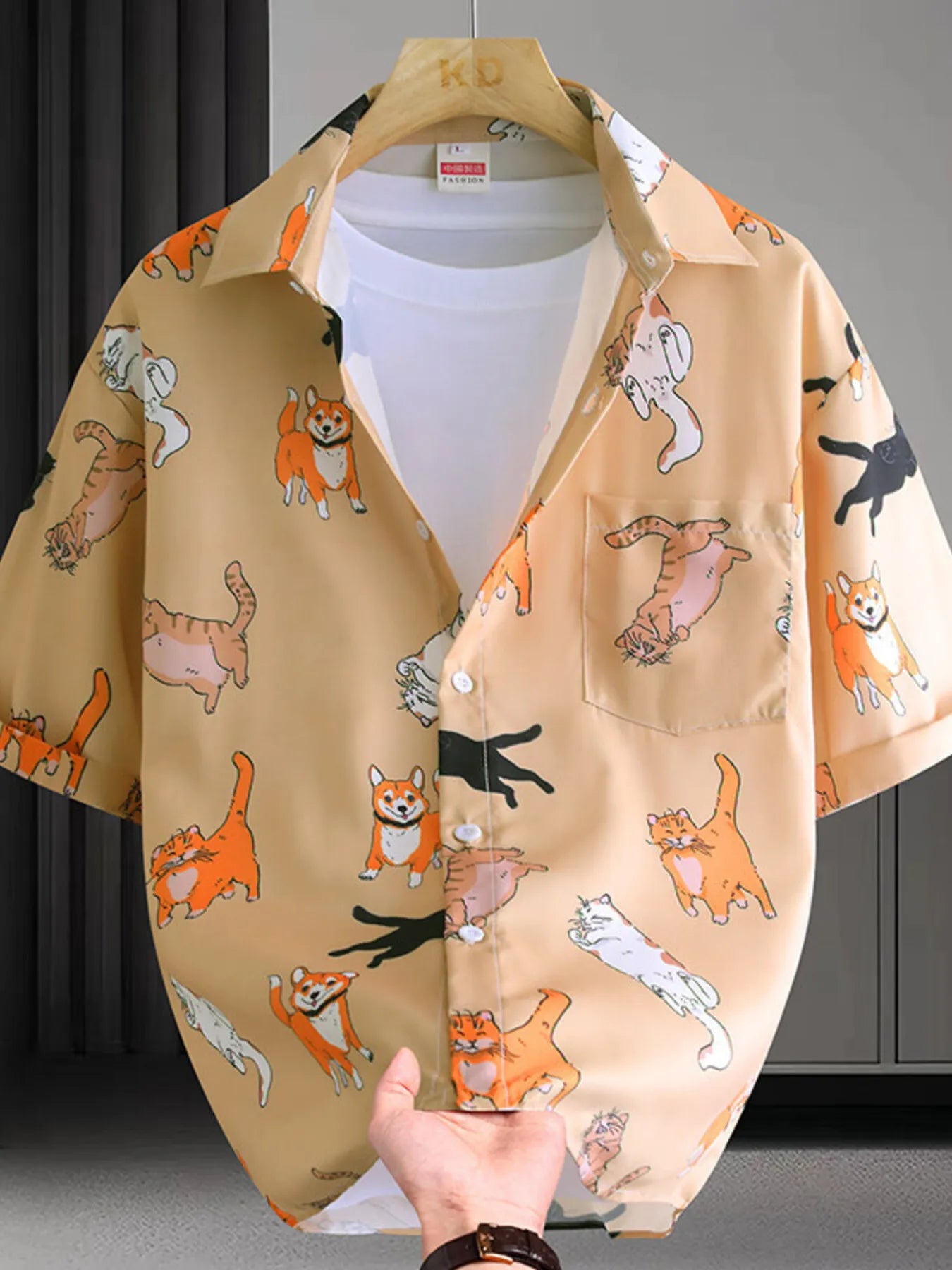 Men's Plus Size Hawaiian Print Short Sleeve Shirt NicholesGifts