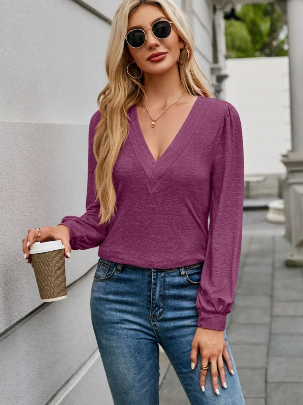 V-Neck Long Sleeve T-Shirt nicholesgifts