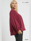 Women Umgee Full Size Linen Scallop Hem Long Sleeve Blouse with Contrast Trim Plus Size NicholesGifts
