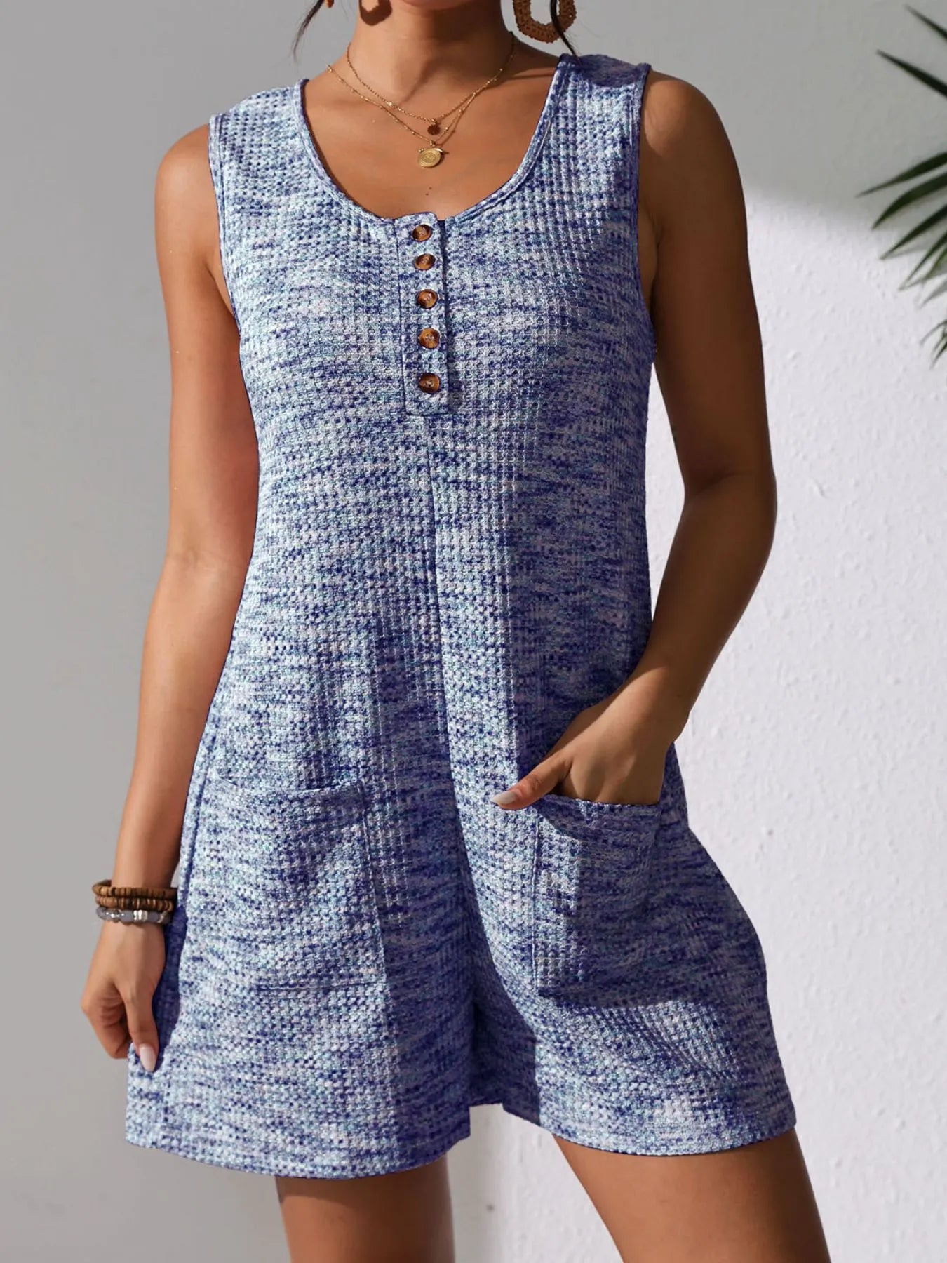 Full Size Button Front Romper with Pockets Plus Size nicholesgifts