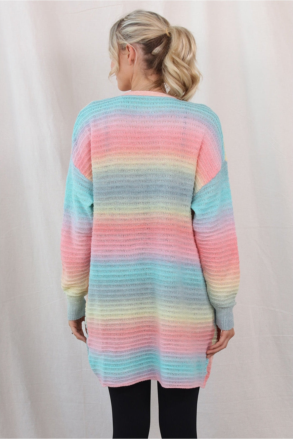 Gradient Dropped Shoulder Longline Cardigan nicholesgifts