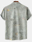 Men's Vintage Map Print Short Sleeve Button Down Shirt nicholesgifts
