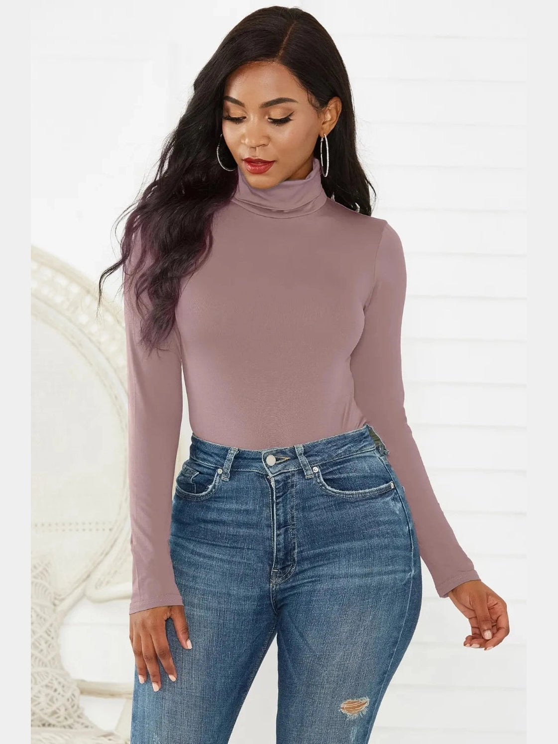 Turtleneck Long Sleeve Bodysuit nicholesgifts