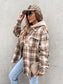 Plaid Dropped Shoulder Hooded Jacket nicholesgifts