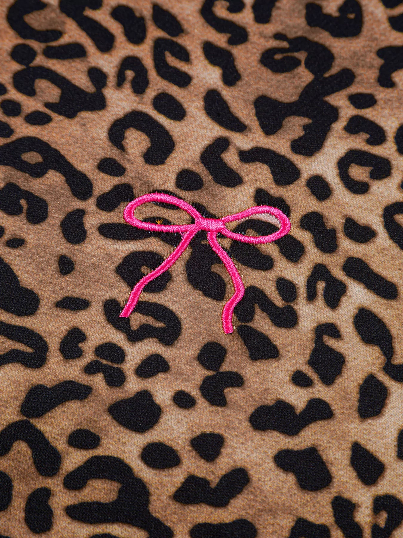 Leopard Print Contrast Trim Long Sleeve Top and Pants Set nicholesgifts