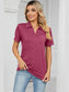 Women Johnny Collar Short Sleeve Blouse nicholesgifts