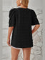 Swiss Dot Round Neck Short Sleeve Blouse nicholesgifts