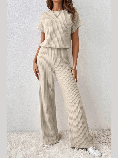 Ribbed Knit Wide Leg Jumpsuit nicholesgifts
