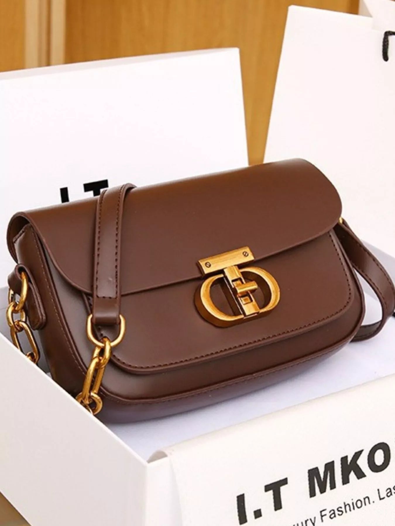 Leather Flap Shoulder Bag nicholesgifts