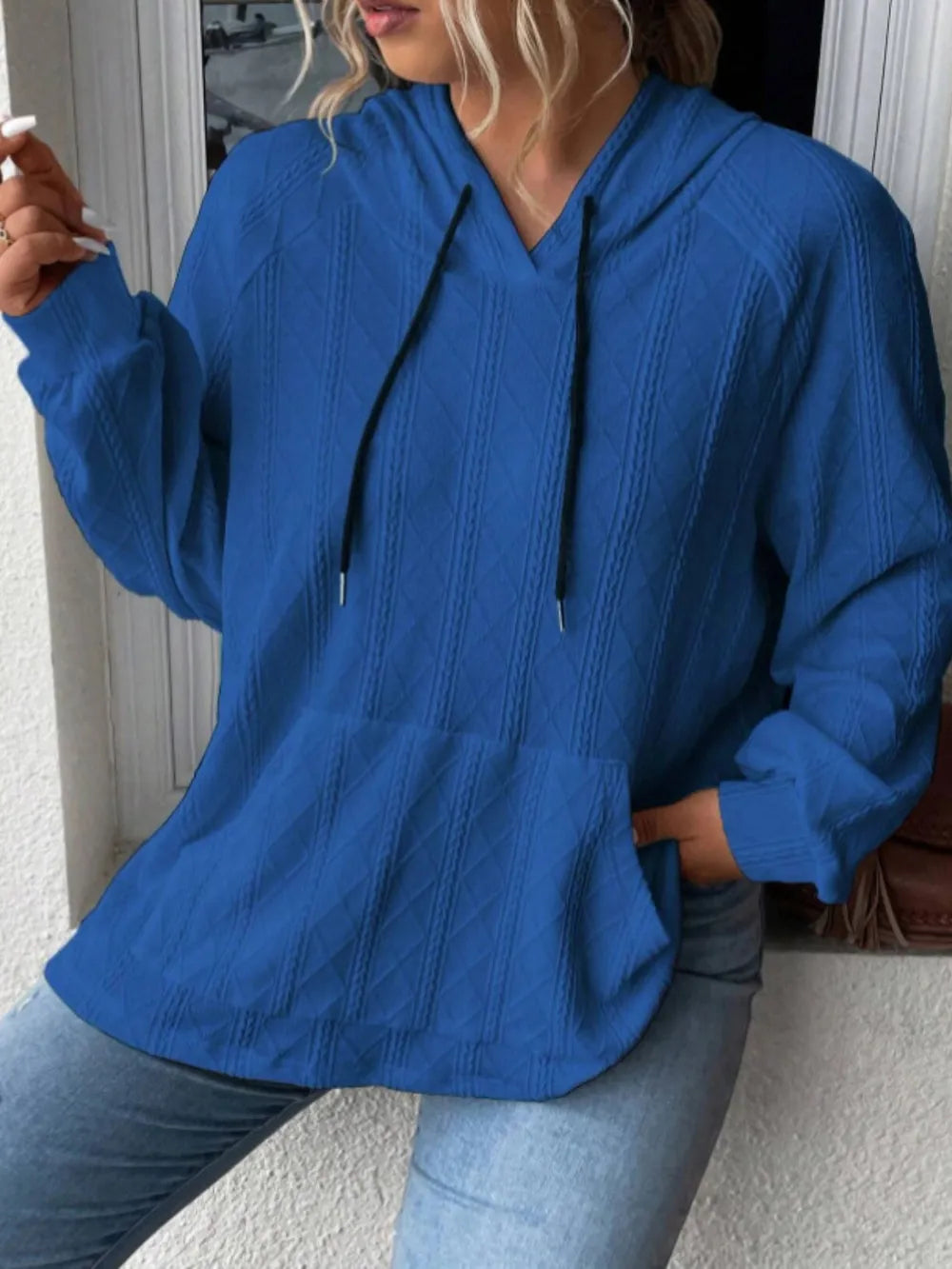 Full Size Drawstring Long Sleeve Hoodie Trendsi