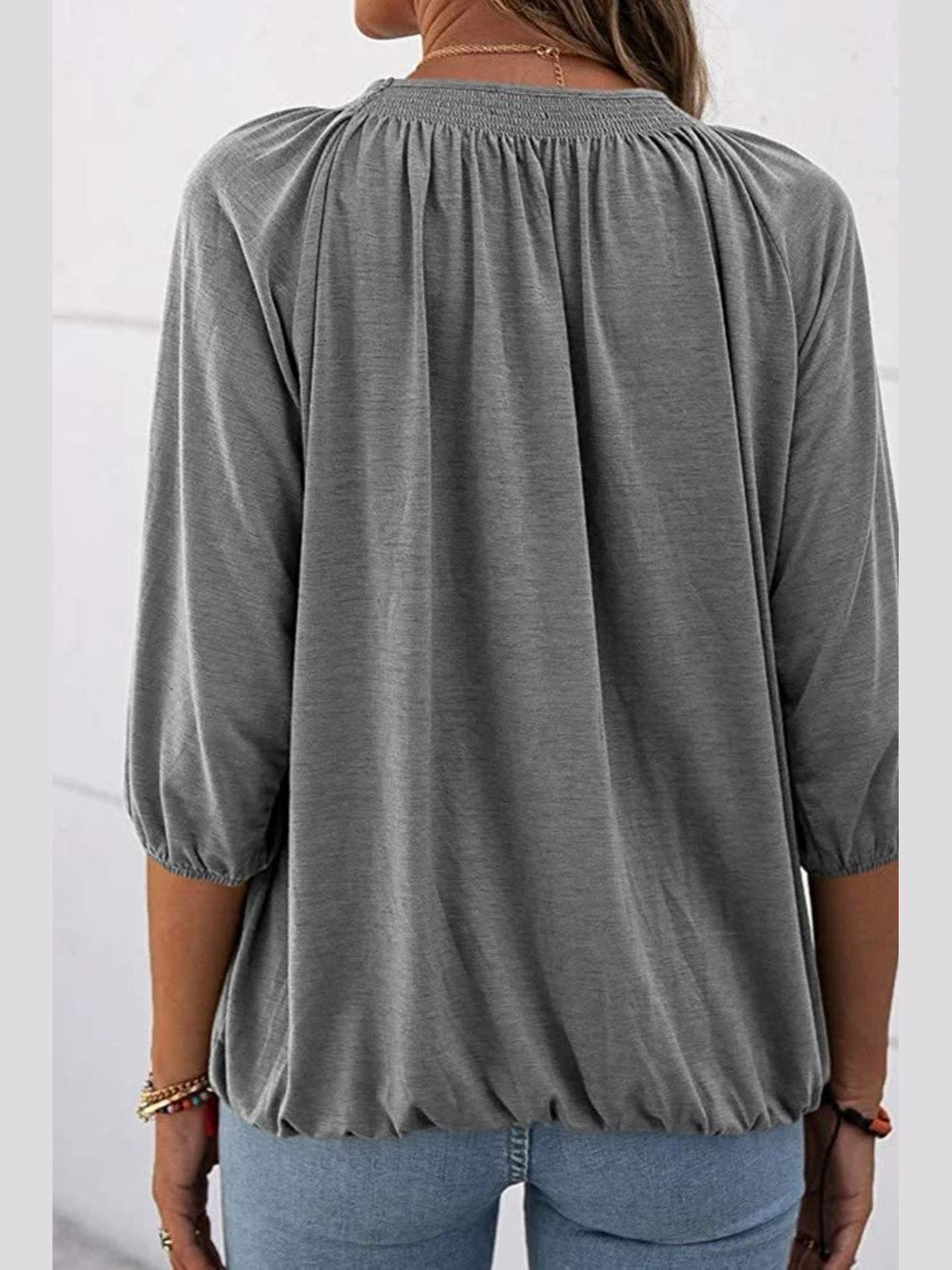 Gathered Detail Round Neck T-Shirt