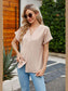 Notched Neck Cuffed Sleeve Shirt nicholesgifts