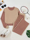 Color Block Long Sleeve Crop Top Drawstring Pant Set nicholesgifts