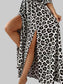 Leopard Print Cold Shoulder Slit Maxi Dress nicholesgifts