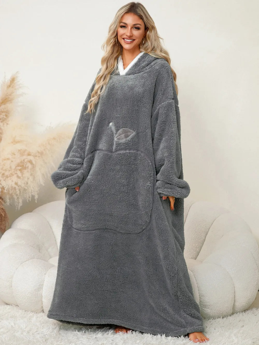 Pocketed Contrast Long Sleeve Hooded Lounge Dress nicholesgifts