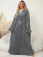 Pocketed Contrast Long Sleeve Hooded Lounge Dress nicholesgifts