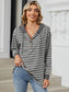 Women Drawstring Striped Long Sleeve Hoodie nicholesgifts