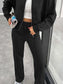 Baseball Collar Zip Up Outerwear and Drawstring Pants Set nicholesgifts