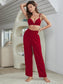 Short Sleeve Shirt, Bralette, and Pants Lounge Set nicholesgifts