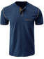 Men's Full Size Casual Henley T-Shirt with Contrast Stitching and Pocket Plus Size nicholesgifts