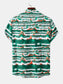 Men's Plus Size Tropical Print Short Sleeve Hawaiian Beach Shirt nicholesgifts