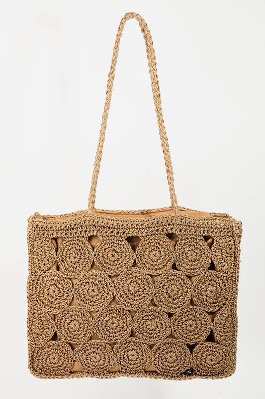 Fame Square Braided Pattern Tote Bag Trendsi