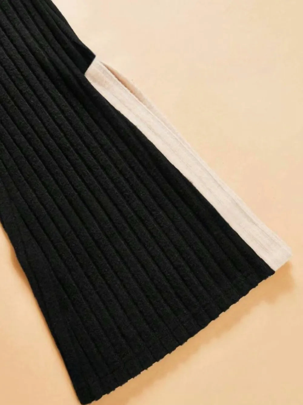 Contrast Round Neck Long Sleeve Top and Bootcut Pants Set nicholesgifts