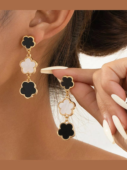 18K Gold-Plated Clover Drop Earrings Trendsi