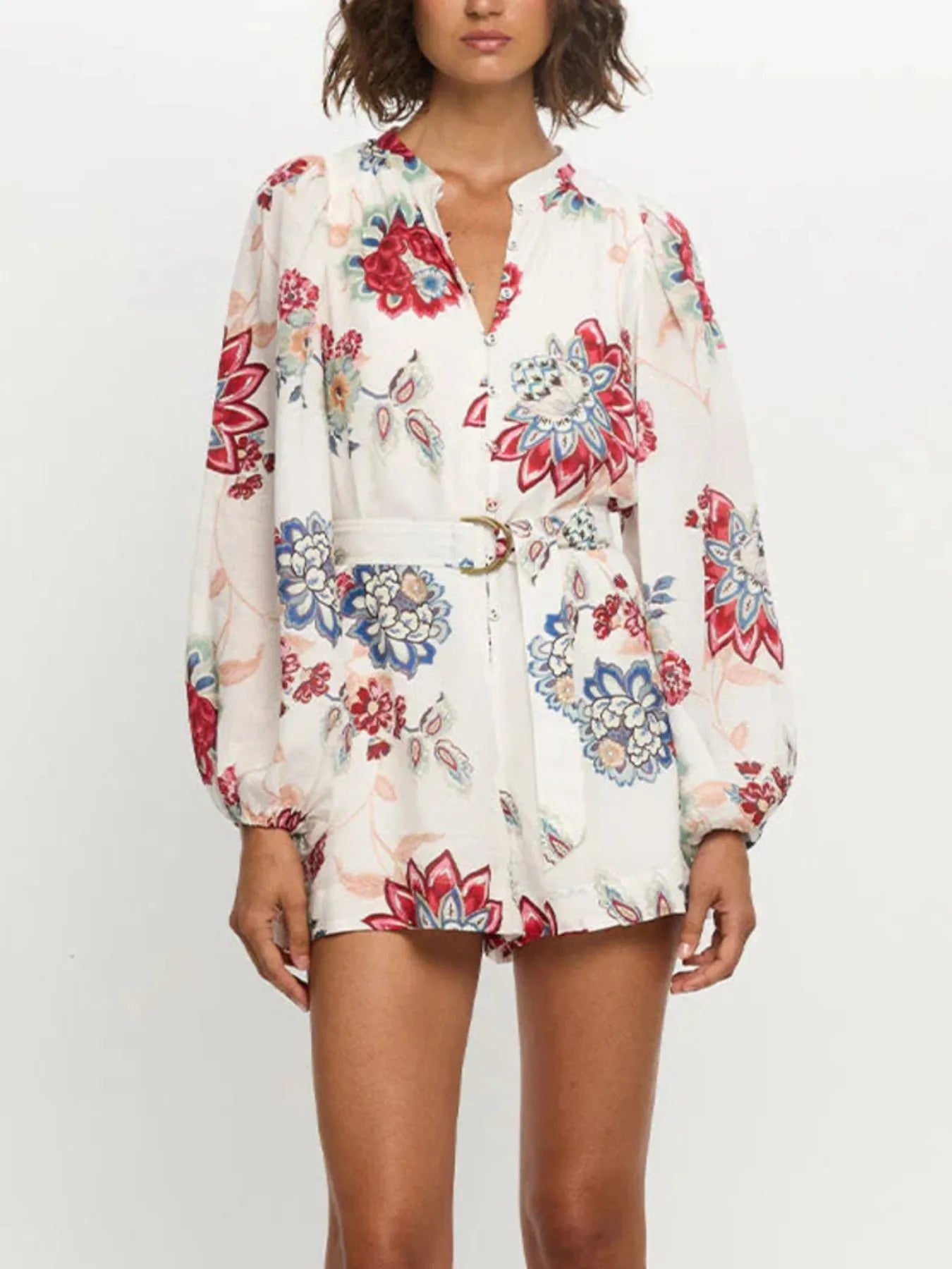 Floral Print Long Sleeve Romper nicholesgifts