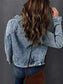 Full Size Pearl Detail Button Up Long Sleeve Denim Jacket Plus Size nicholesgifts