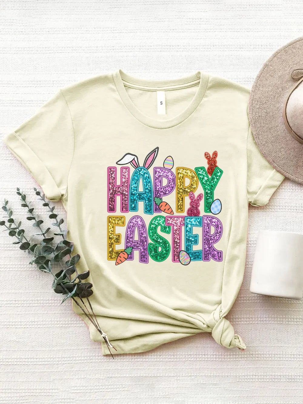 HAPPY EASTER Round Neck Short Sleeve T-Shirt nicholesgifts