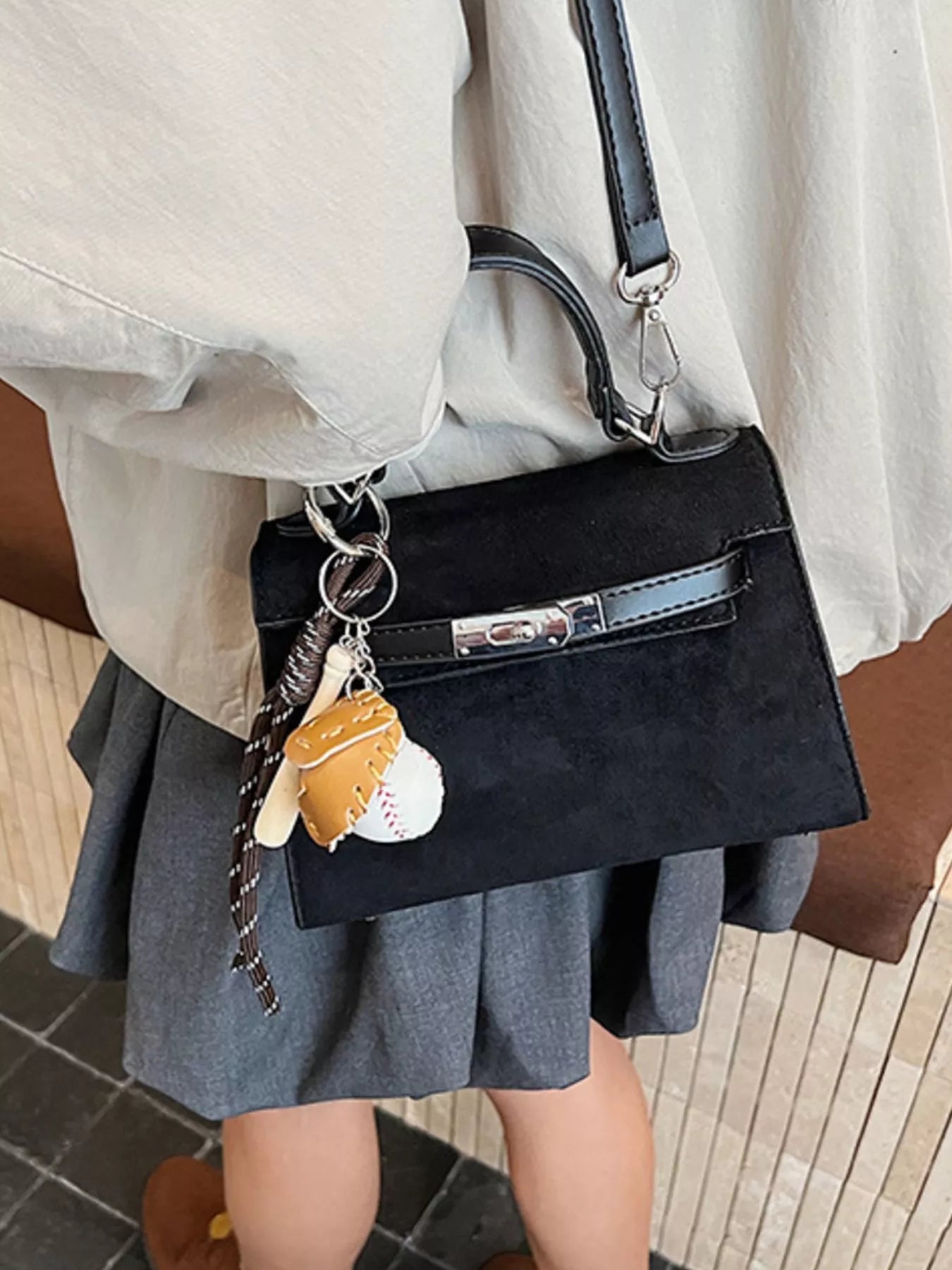 Crossbody Bag with Baseball Charm nicholesgifts