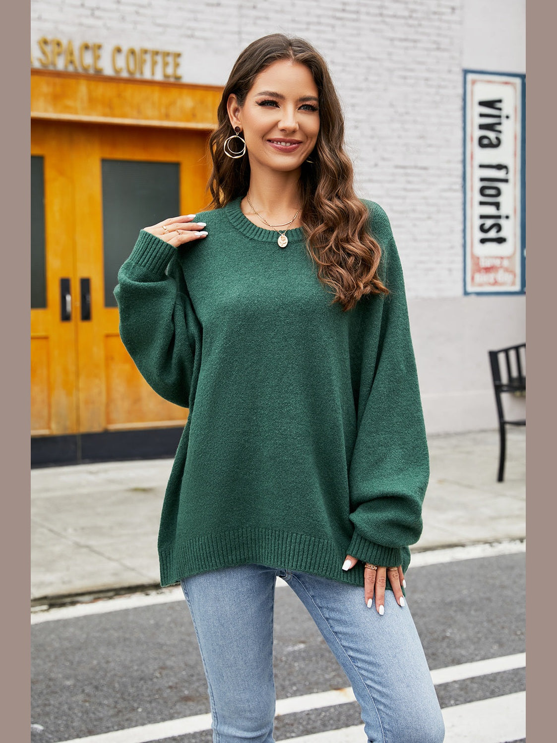 Round Neck Long Sleeve Sweater Trendsi