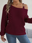 Asymmetrical Neck Long Sleeve Sweater nicholesgifts