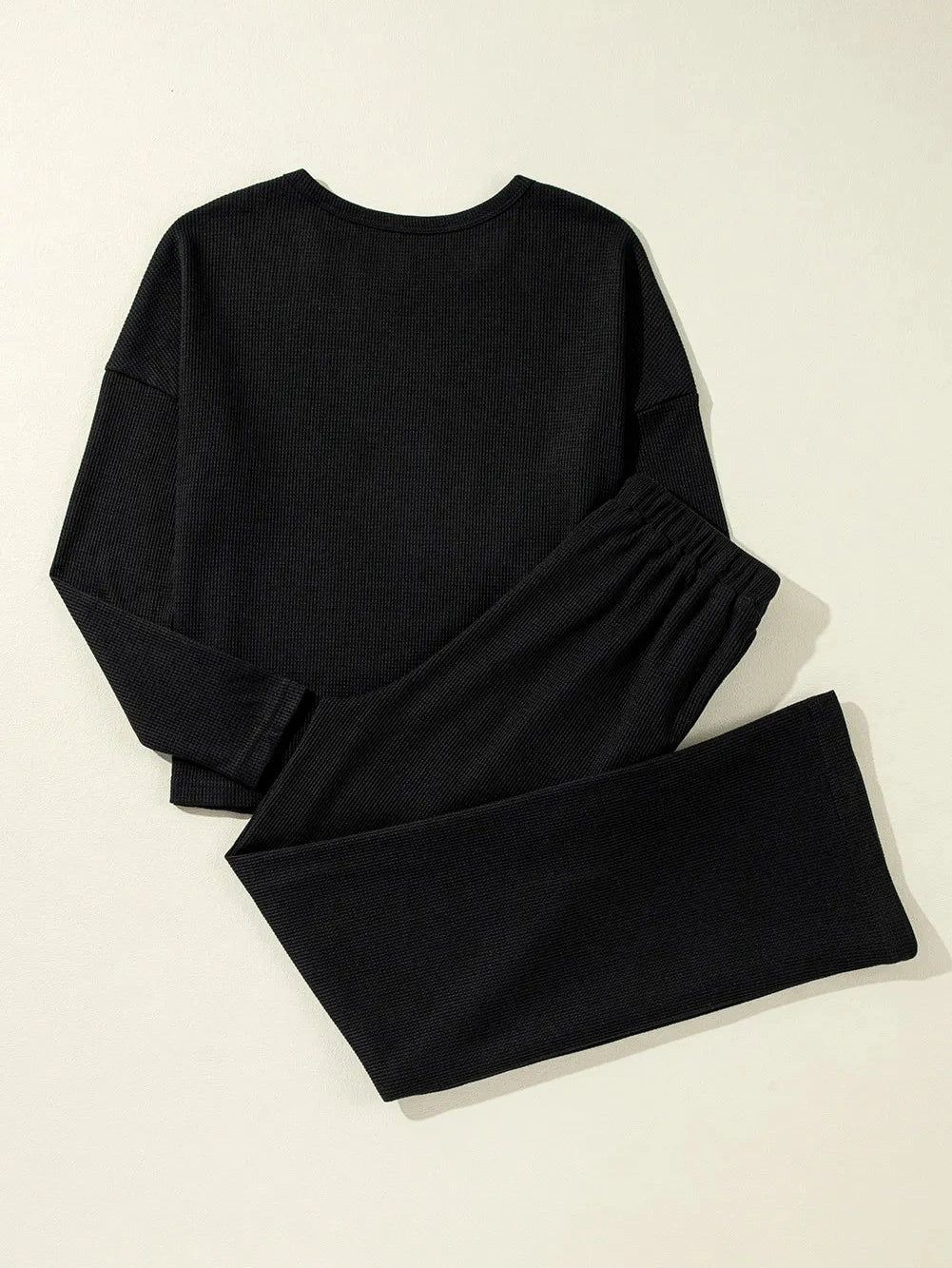 Round Neck Long Sleeve Top and Drawstring Pants Lounge Set nicholesgifts