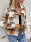 Plaid Collared Neck Jacket with Breast Pockets nicholesgifts