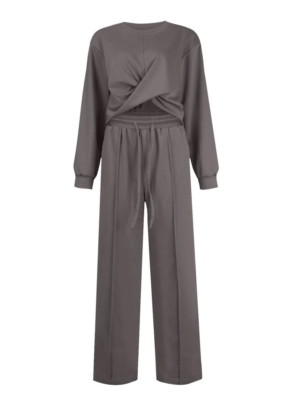 Crisscross Round Neck Top and Drawstring Pants Set nicholesgifts