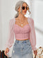 Mesh Sweetheart Neck Flounce Sleeve Top nicholesgifts