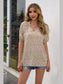 Women Floral Notched Short Sleeve Blouse nicholesgifts