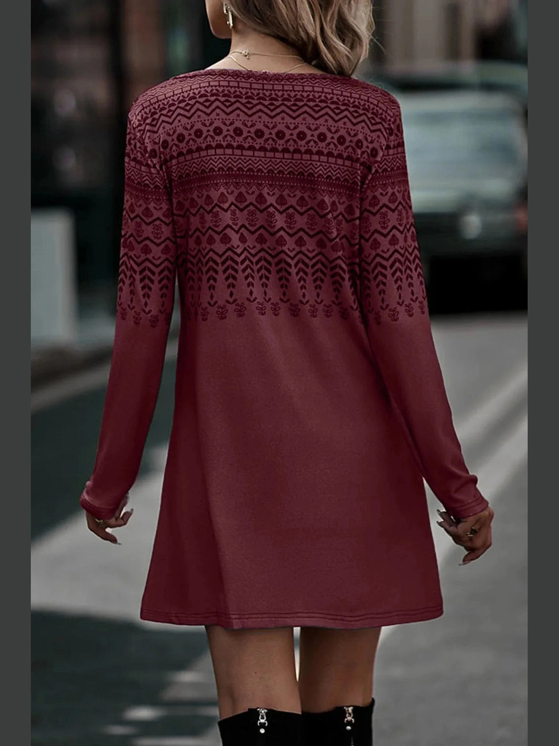 Printed Round Neck Long Sleeve T-Shirt NicholesGifts